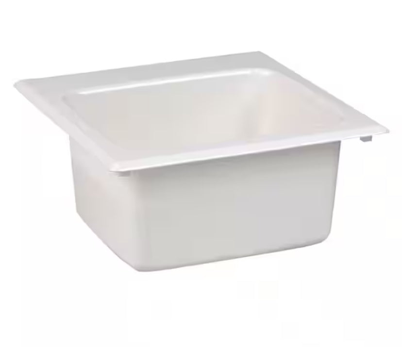 15 in. x 15 in. Fiberglass Self-Rimming Bar Sink in White