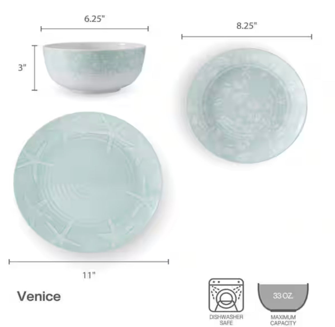 Venice 12 Piece Melamine Dinnerware Set