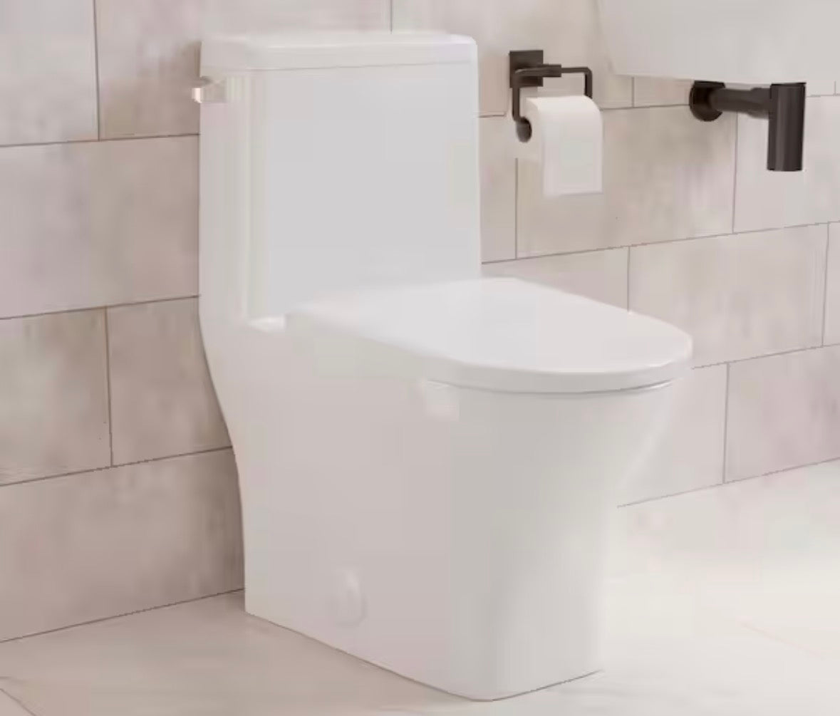 Sublime II 1-Piece 1.28 GPF Single Flush Round Toilet in Glossy White, Seat Included