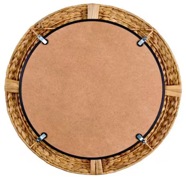Round Water Hyacinth Framed Mirror (24 in. W x 24 in. H)