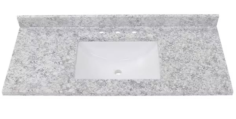 49 in. W x 22 in. D Cultured Marble White Rectangular Single Sink Vanity Top in Everest