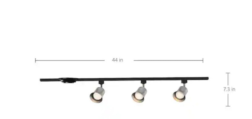4 ft. Brushed Nickel Integrated LED Ceiling Mount Direct wire Track Lighting Kit with Flared Linear Track Head 3-Light