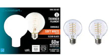 Load image into Gallery viewer, 60-Watt Equivalent G25 Dimmable Fine Bendy Filament LED Vintage Edison Light Bulb Soft White (2-Pack)

