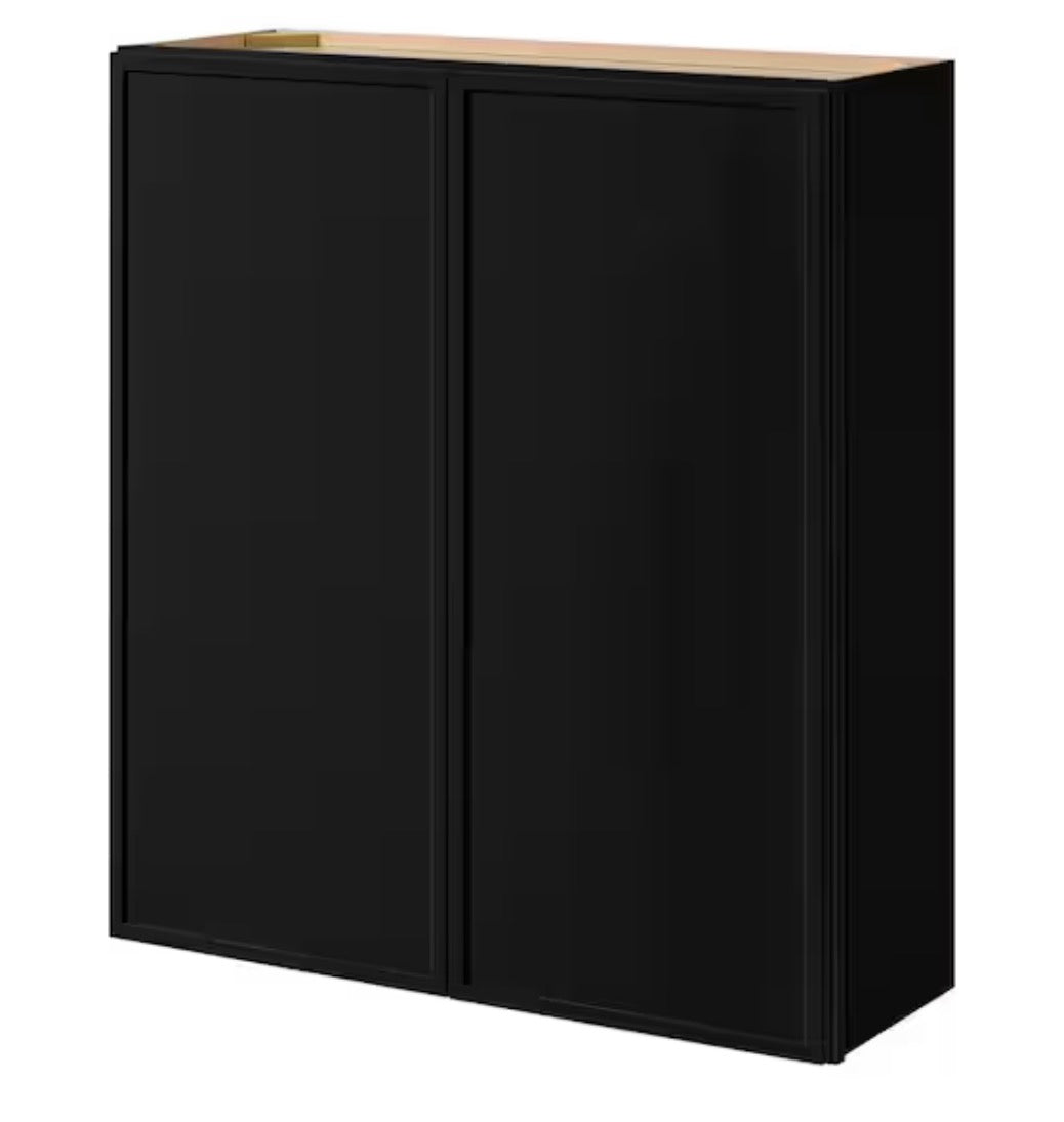 Leyton 36 in. W x 12 in. D x 42 in. H Ready to Assemble Plywood Slim Shaker Wall Kitchen Cabinet in Raven Black