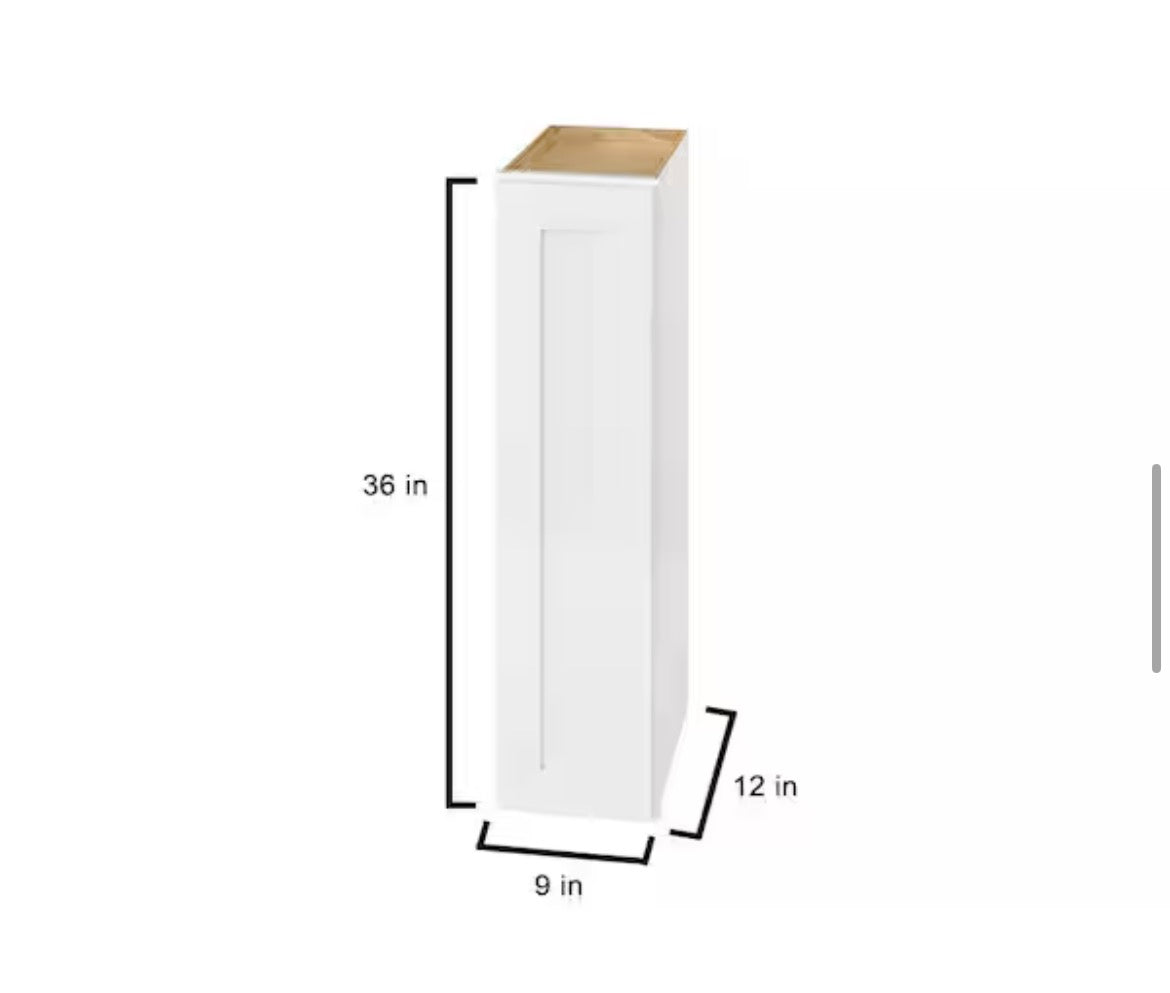 Avondale 9 in. W x 12 in. D x 36 in. H Ready to Assemble Plywood Shaker Wall Kitchen Cabinet in Alpine White