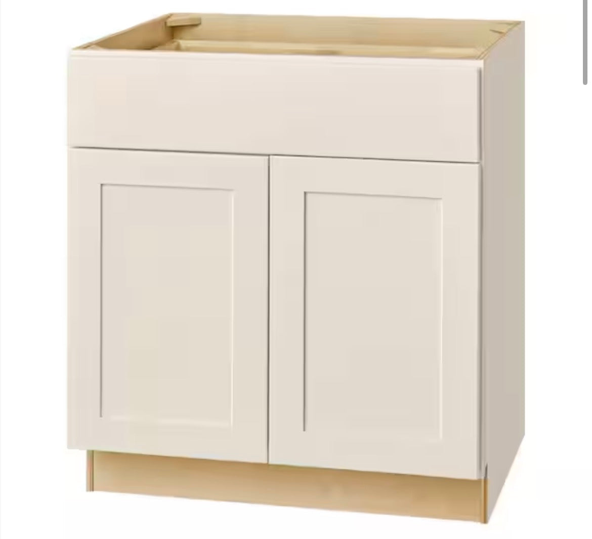 Avondale 30 in. W x 24 in. D x 34.5 in. H Ready to Assemble Plywood Shaker Base Kitchen Cabinet in Antique White