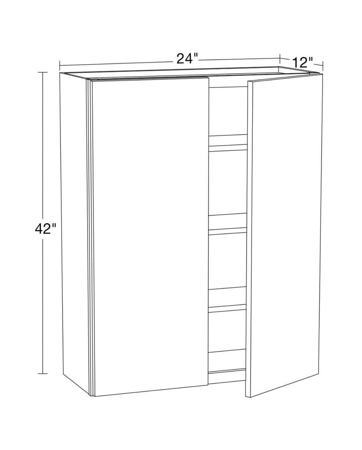 24 in. W x 12 in. D x 42 in. H Ready to Assemble Plywood Shaker Wall Kitchen Cabinet in Dove Gray
