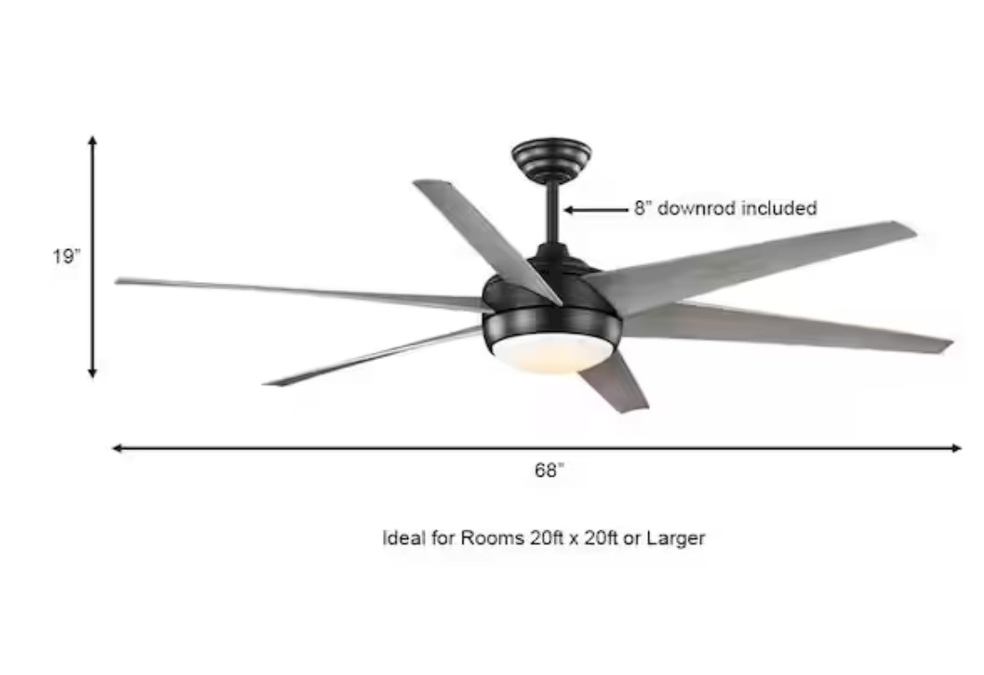 Windward 68 in. White Color Changing Integrated LED Matte Black Ceiling Fan with Light Kit, DC Motor and Remote