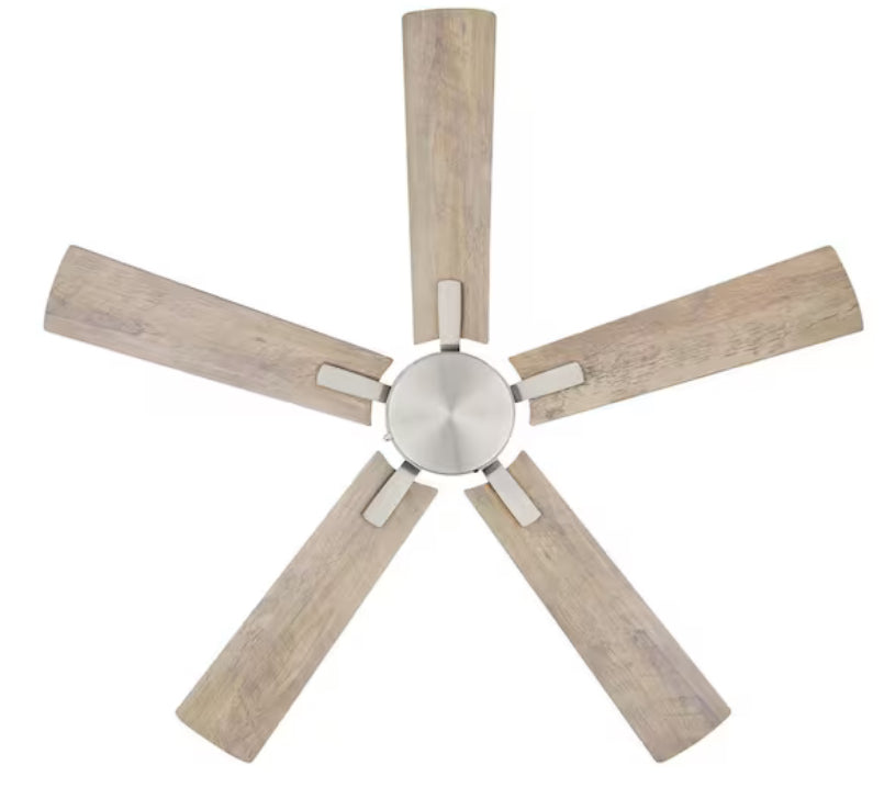 Grantway 48 in. Indoor/Covered Outdoor Brushed Nickel Low Profile Ceiling Fan Without Light with Pull Chain Included