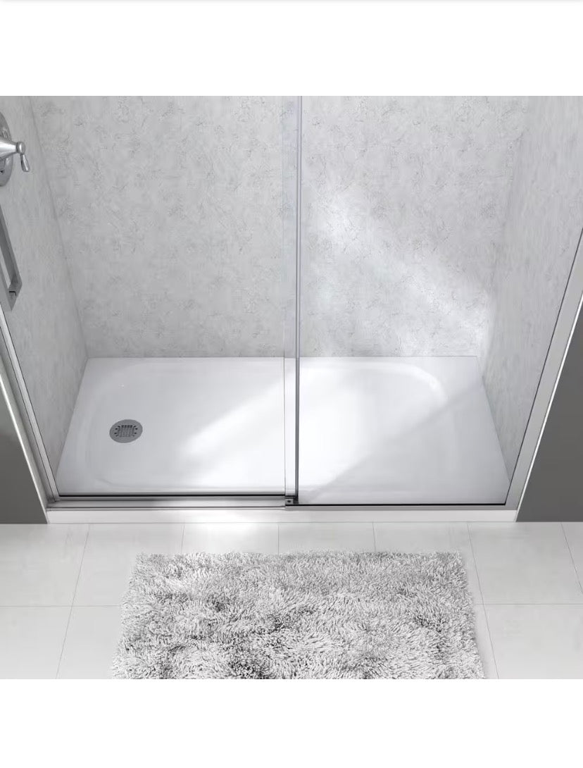 Passage 60 x 32 Alcove Shower Pan Base with Left Drain in White