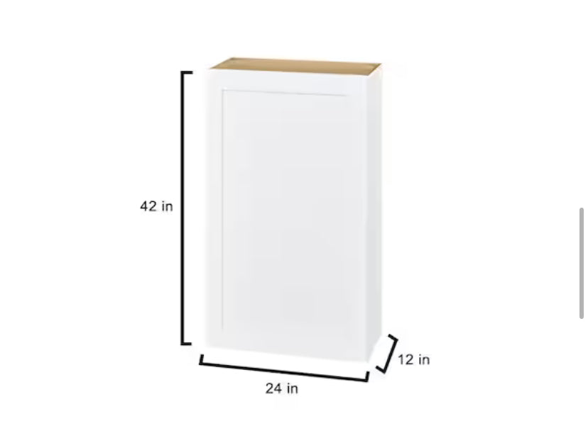 Avondale Shaker Alpine White Ready to Assemble Plywood 24 in Wall Kitchen Cabinet (24 in W x 42 in H x 12 in D)