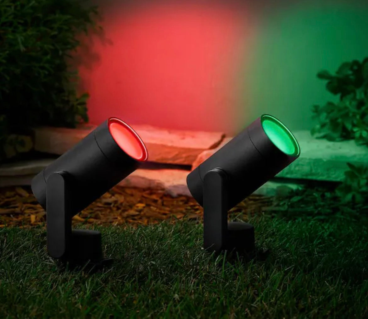 10-Watt Equivalent Low Voltage Black LED Outdoor Landscape Spotlight with Smart App Control (3-Pack) Powered by Hubspace