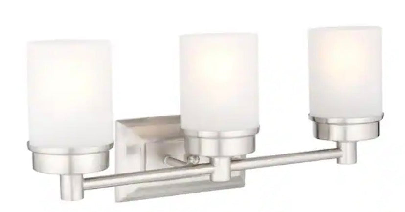 Cade 20.25 in. 3-Light Brushed Nickel Bathroom Vanity Light Fixture with Frosted Glass Shades
