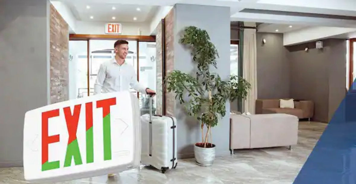 Contractor Select LQM Series 120-277-Volt Integrated LED White and Red and Green Exit Sign