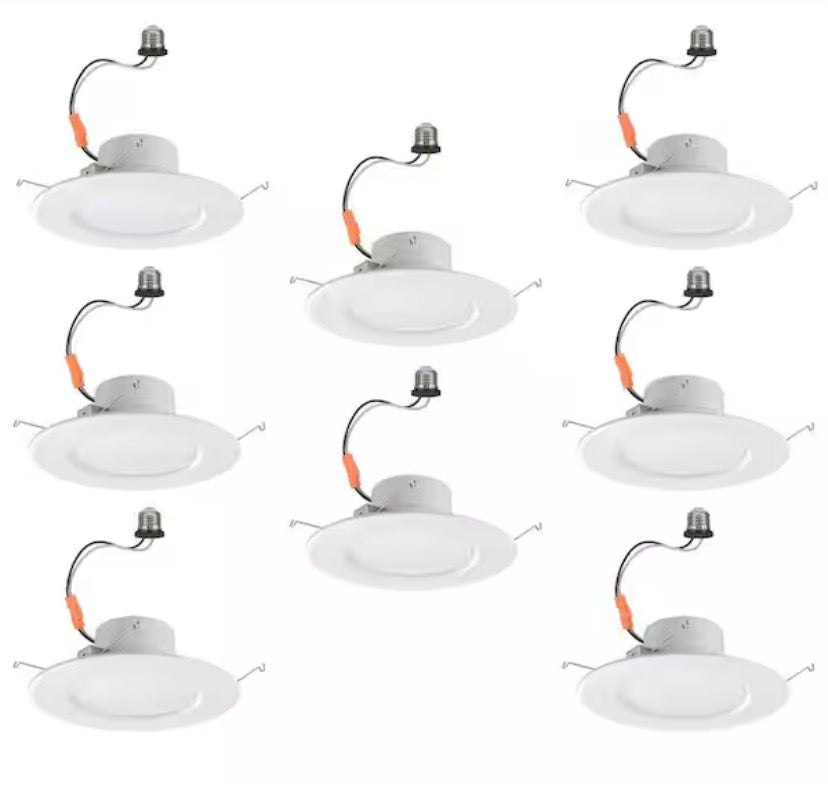 5/6 in. SMART Integrated LED Recessed Light Trim Wireless Powered by Hubspace Adjustable CCT New Construction (8-Pack)