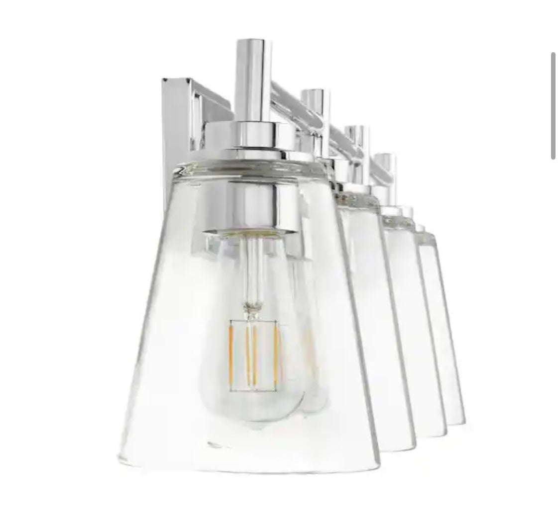 Wakefield 31 in. 4-Light Chrome Modern Vanity with Clear Glass Shades