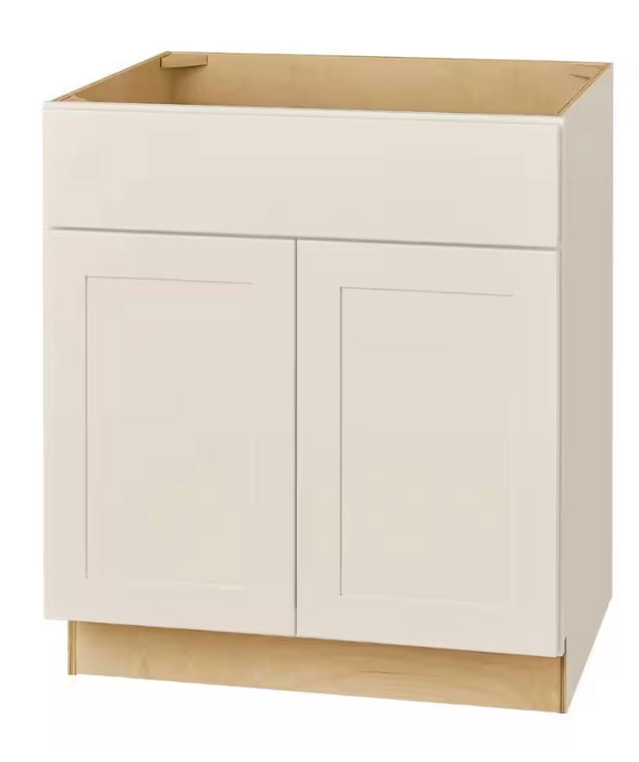 Avondale 30 in. W x 24 in. D x 34.5 in. H Ready to Assemble Plywood Shaker Sink Base Kitchen Cabinet in Antique White