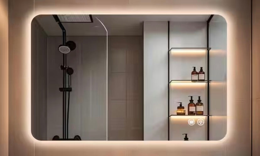 23.9 in. W x 35.9 in. H Rectangular Frameless LED Adjustable Backlit Large Area Anti-Fog Wall Mount Bathroom Mirror
