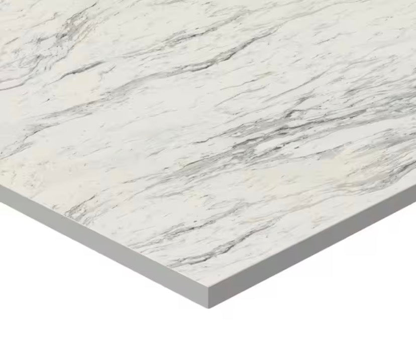 6 ft. L x 25 in. D Engineered Composite Countertop in Calcutta Blanc with Satin Finish