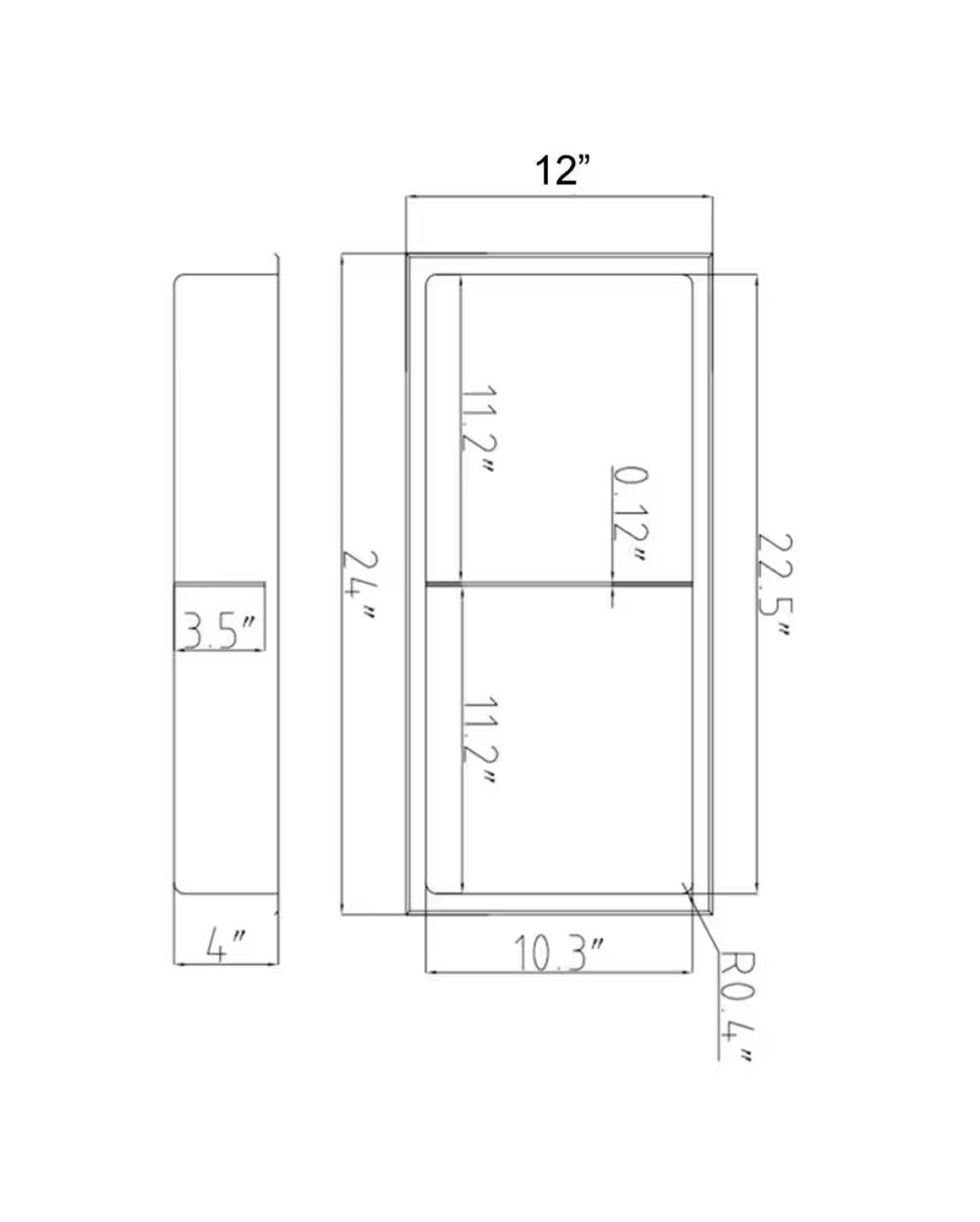 12 in. W x 24 in. H x 4 in. D 18-Gauge Stainless Steel Double Shelf Bathroom Shower Wall Niche in Matte Black