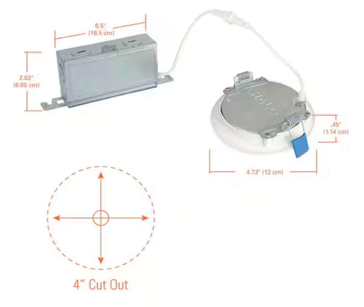 QuickLink Low Voltage, 4 in. Selectable CCT 2700-5000K, 600 Lumens, Recessed Canless LED Starter Kit-4pack, Dimmable