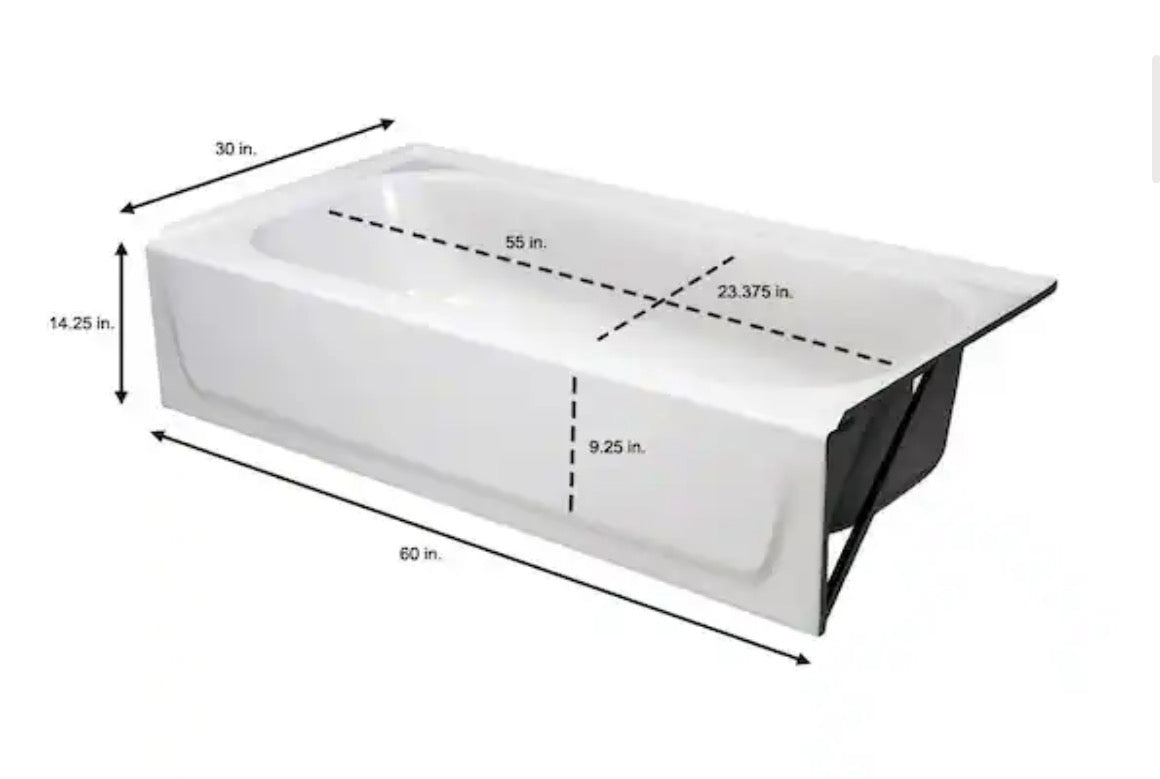 Aloha 60 in. x 30 in. Soaking Bathtub with Right Drain in White