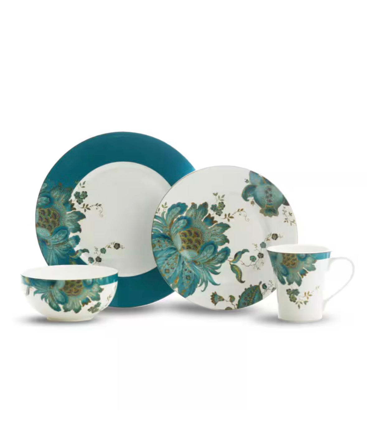 Eliza 16-Piece Casual Teal Porcelain Dinnerware Set (Service for 4)