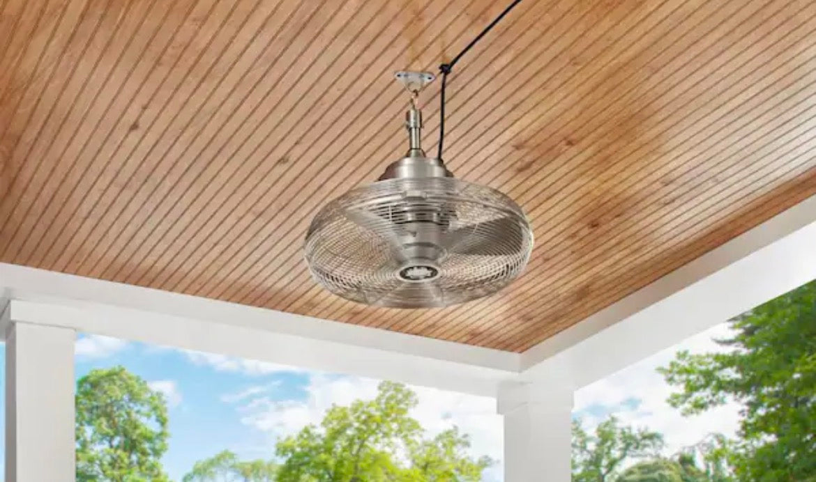 Conyer 20 in. Indoor/Wet Outdoor 3-Speed Anywhere Fan Silver with Convenient Hanging Hook