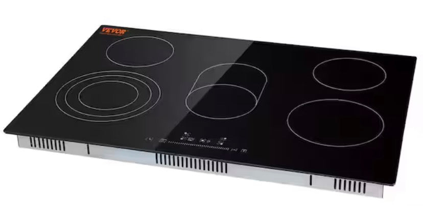 Built in Electric Stove Top 30 in. 5 Burners Glass Radiant Cooktop with Sensor Touch Control, Timer and Child Lock,Black