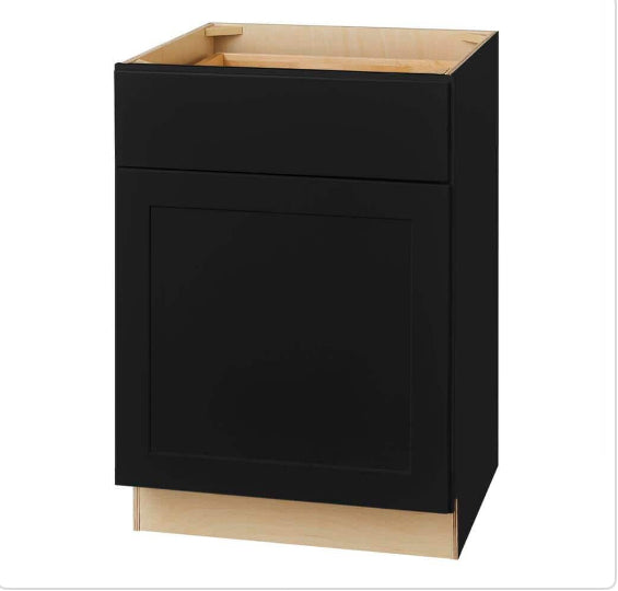 Avondale 24 in. W x 24 in. D x 34.5 in. H Ready to Assemble Plywood Shaker Base Kitchen Cabinet in Raven Black