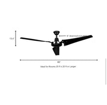 Load image into Gallery viewer, Industrial 60 in. Indoor/Outdoor Black Ceiling Fan with Wall Control, Downrod and Powerful Reversible Motor
