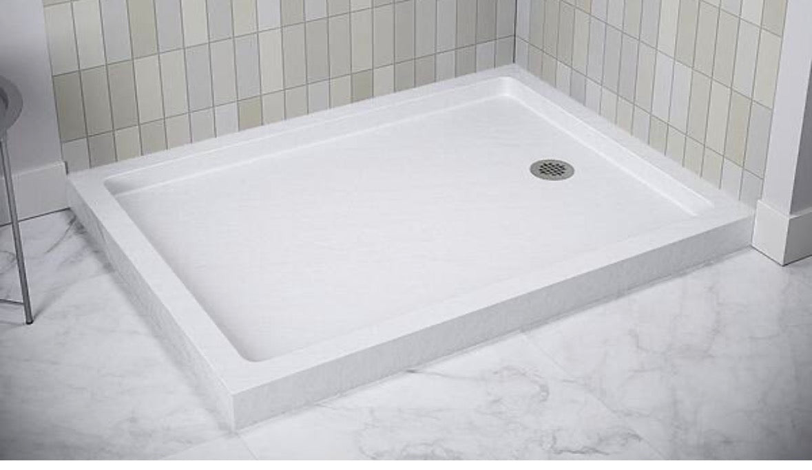 NTM-700-48WH-RH 48 in. x 36 in. Corner Acrylic Shower Pan Base in Matte White with Right Hand Drain, Drain Included