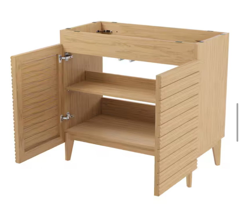 Calandre 36 in. W. x 18 in. D x 33 in. H 2-Shelf Bath Vanity Cabinet without Top (Sink Basin not Included), Oak