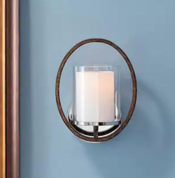 Downing 1-Light Polished Nickel/Corona Bronze Wall Sconce