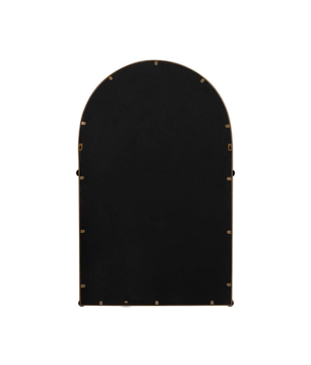 Gold 24 in. W x 38 in. H Arch Iron and Wood Wall Mirror with Knobs