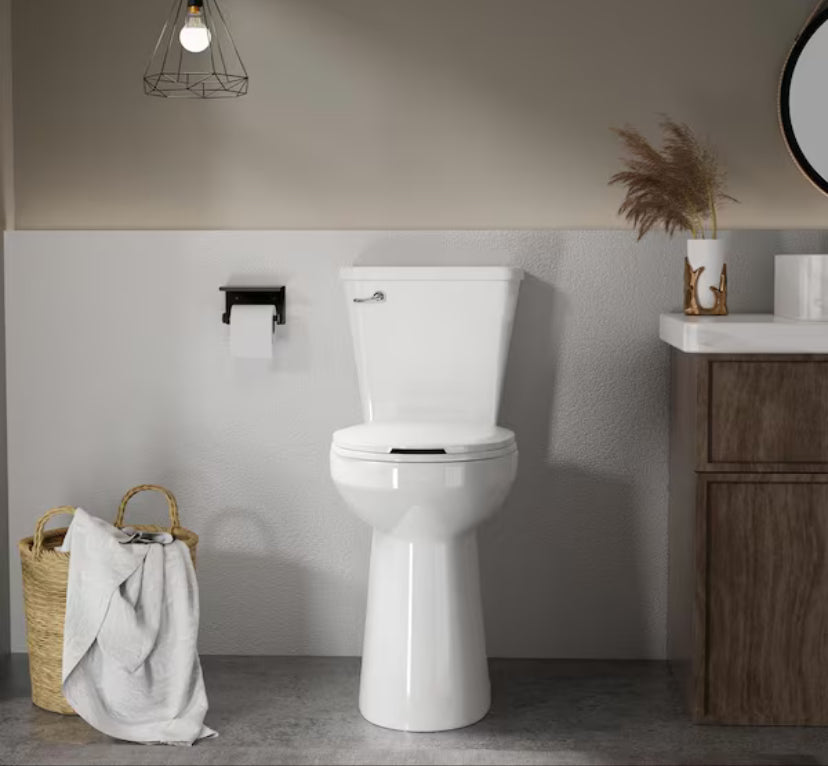 Tall Toilets for Seniors 21 in 2-Piece 1.28 GPF Single Flush Elongated Raised Toilet in White, Soft Close Seat Included