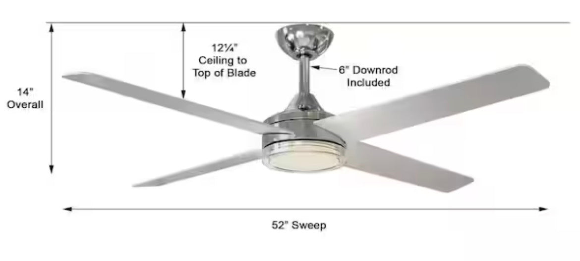 Mercer II 52 in. Indoor Brushed Nickel Standard Ceiling Fan with CCT LED Included with Remote Control Included