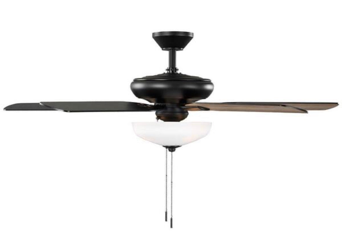 Holly Springs 52 in. Indoor Matte Black LED Ceiling Fan with Light, Downrod and Reversible Blades Included