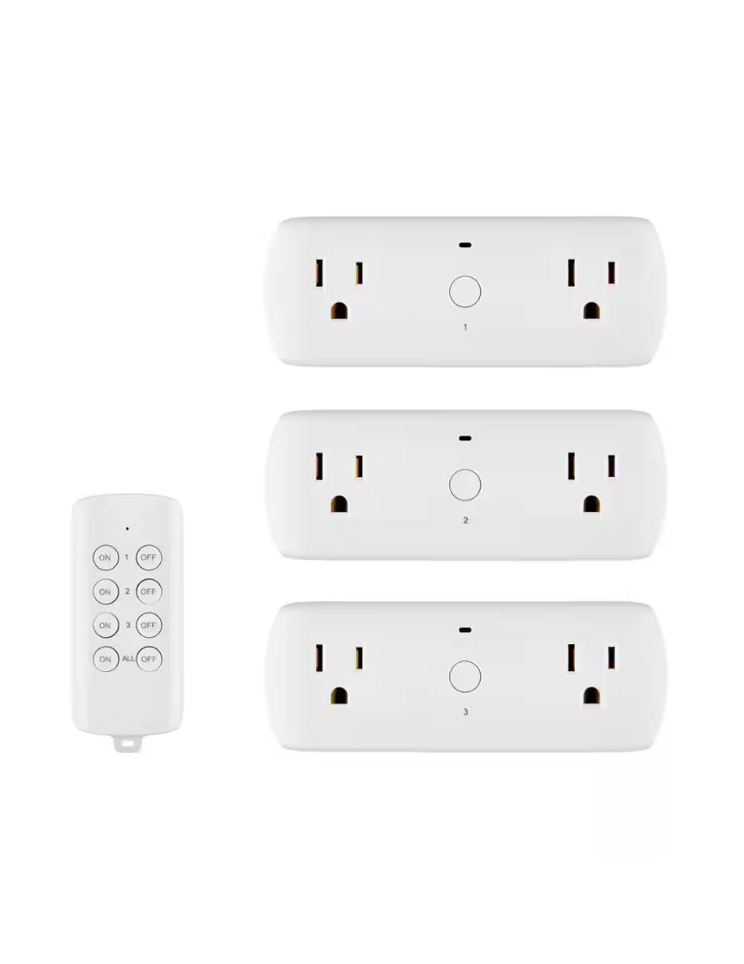 Wireless Indoor Remote Control AC/DC Adapter, White(3-Pack)
