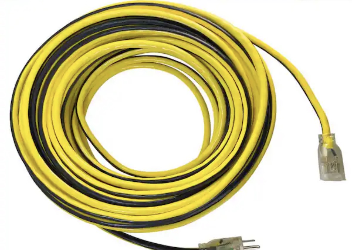 VividFlex 100 ft. 14/3 Heavy Duty Indoor/Outdoor Extension Cord with Lighted End, Yellow