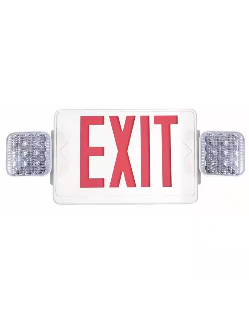 Combo 14-Watt Equivalent Integrated LED White Exit Sign and Emergency Light with Ni-Cad 9.6-Volt Battery
