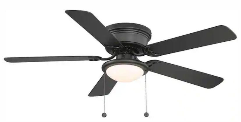 Hugger 52 in. LED Indoor Black Ceiling Fan with Light Kit