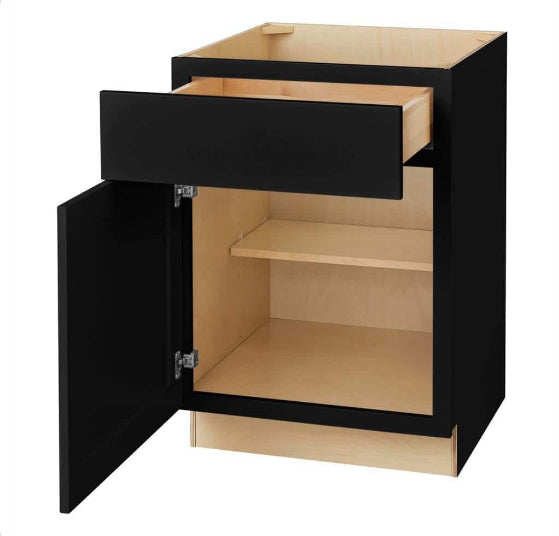 Avondale 24 in. W x 24 in. D x 34.5 in. H Ready to Assemble Plywood Shaker Base Kitchen Cabinet in Raven Black