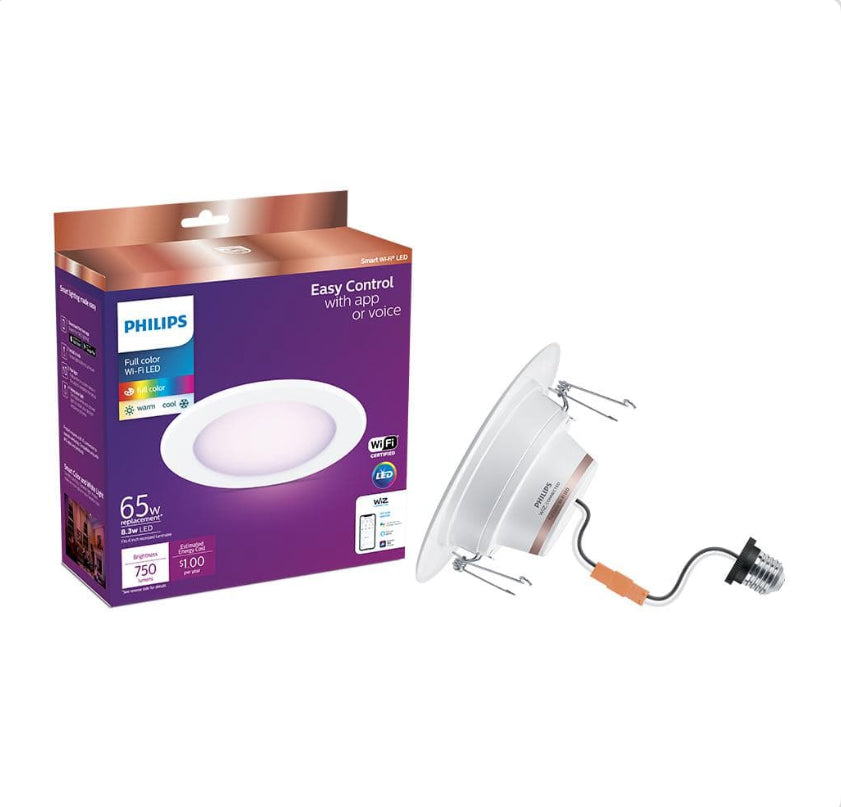 5 in. / 6 in. LED Color Changing 65-Watt Equivalent Wi-Fi Smart Recessed Downlight Powered by WiZ (1-Pack)