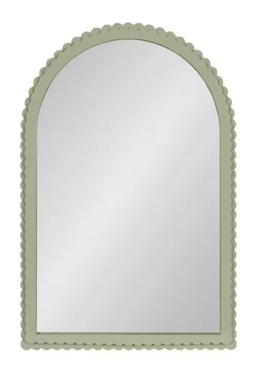 Scallia Green 20 in. x 30 in. Arch Wood Wall Mirror