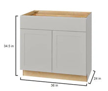 Load image into Gallery viewer, Avondale 36 in. W x 24 in. D x 34.5 in. H Ready to Assemble Plywood Shaker Base Kitchen Cabinet in Dove Gray
