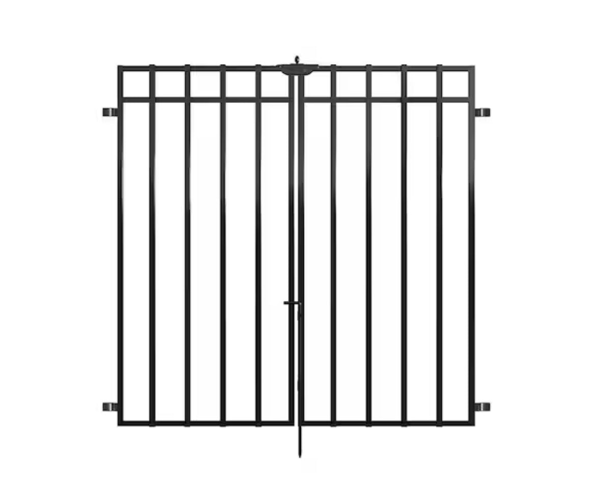 3 Rail Large No Dig Heritage 4 ft. x 4 ft. Black Steel Flat Top Pre-Assembled Metal Gate