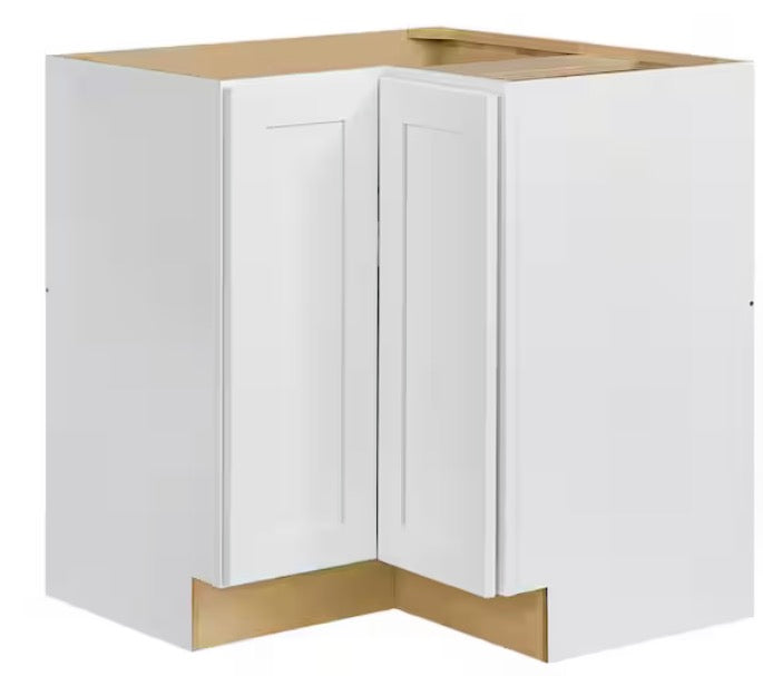 Avondale 36 in. W x 24 in. D x 34.5 in. H Ready to Assemble Plywood Shaker Lazy Susan Corner Cabinet in Alpine White