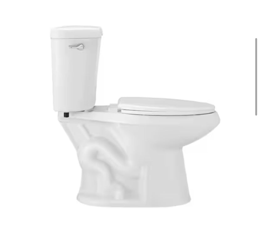 10 in. Rough in. 2-Piece 1.28 GPF Single Flush Elongated Toilet in White, Seat Included
