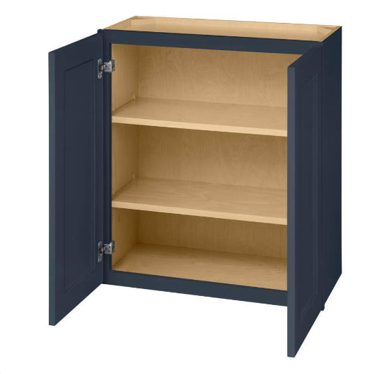 Avondale 27 in. W x 12 in. D x 30 in. H Ready to Assemble Plywood Shaker Wall Kitchen Cabinet in Ink Blue